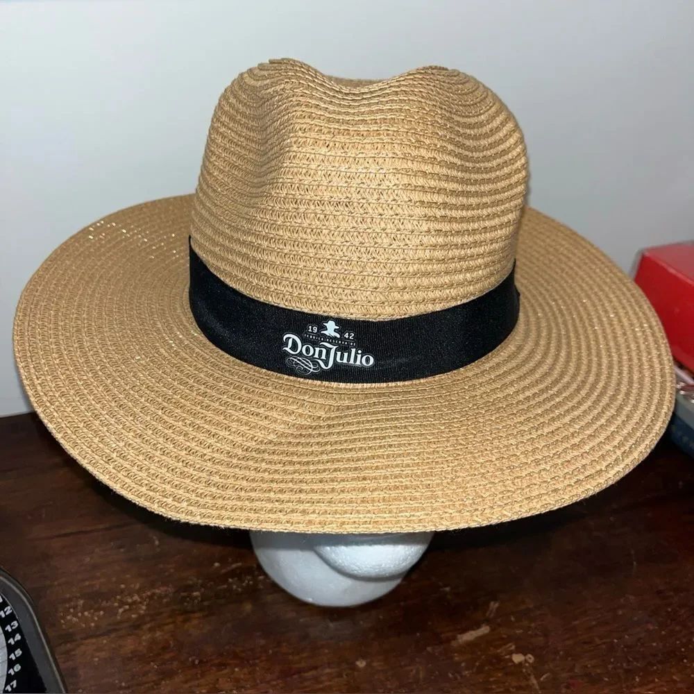 Don Julio Tequila Vintage Style Straw Golf Wide Brim Hat Cap Made in USA S/M